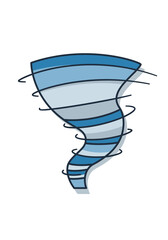 Cartoon Flat Vector Illustration of a Blue Tornado