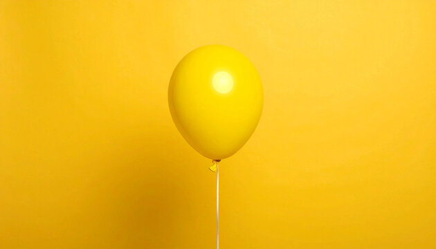 Yellow Balloon on Yellow Background: A singular, cheerful yellow balloon hovers against a vibrant yellow backdrop, its simple form creating a strong visual statement of joy and celebration.