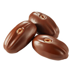 Chocolate-Covered Dates with Glossy Finish and Exposed Tops  Rich, Sweet Snack Blending Natural Fruit and Decadent Coating