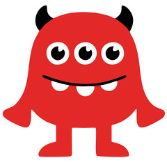 funny red cartoon monster