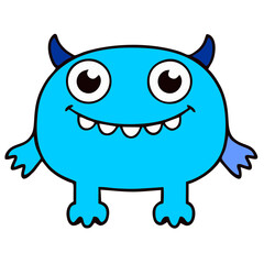 cute blue monster