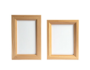 Two wooden picture frames with white inserts on a black background