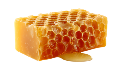 Honeycomb piece isolated on transparent background, a sweet and natural treat