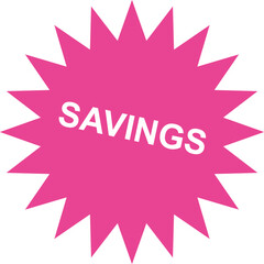 Savings flash sale sticker icon with pink background for advertising