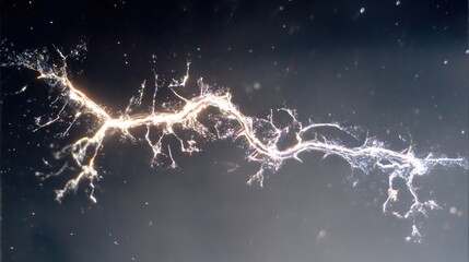 Electrified ice crystals frozen mid-fracture, capturing lightning formation in a slow-motion light explosion.
