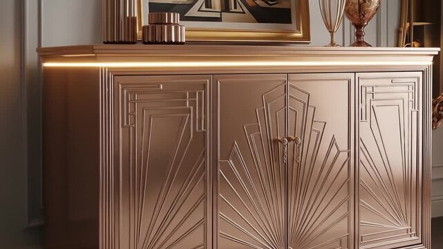 Elegant art deco sideboard illuminated ambiance