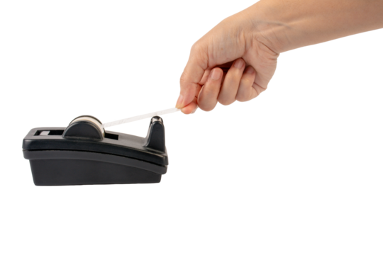 Office stationary scotch tape dispenser isolate on transparent background. 