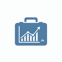 Minimalist Flat Design Icon of a Blue Briefcase Symbolizing Business Finance Growth and Market Analysis