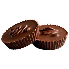 Chocolate Peanut Butter Cups with Glossy Swirl Tops  Rich, Creamy Confectionery with Ridged Edges for Sweet Dessert Indulgence