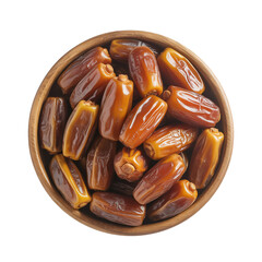 Glossy Brown Dates in Wooden Bowl – Fresh, Plump, Natural Snack Rich in Fiber and Sweetness for Healthy Eating and Cultural Cuisine