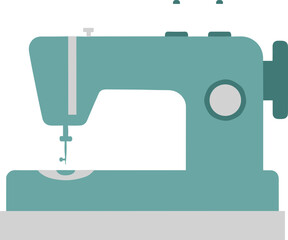 Flat Design Teal Sewing Machine Isolated On White Background Illustration