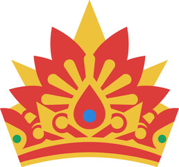 Flat Style Detailed Royal Crown Jewel Decoration Regal Symbol Icon