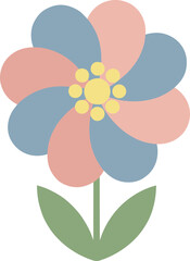 Simple Graphic Style Pretty Flower Blossom Design in Pastel Colors