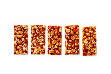 Peanut bars with sweet caramel