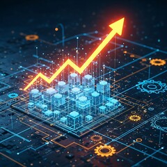 Isometric Technology and Business Growth Chart Concept.
