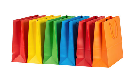 Naklejka premium Colorful paper bags isolated on transparent background