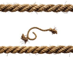 Two thick ropes with a separated, curled piece in the void