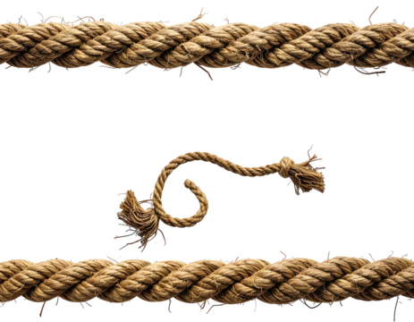 Two thick ropes with a separated, curled piece in the void