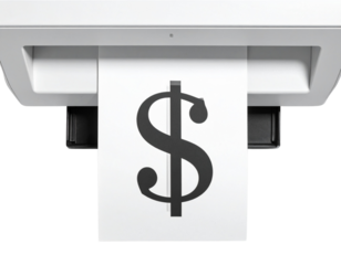  Isolated Paper Receipt with Currency Icon from Printer Machine, Transparent PNG