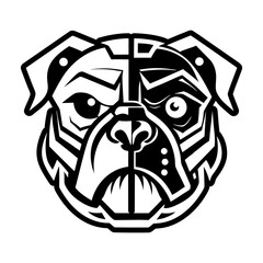 A solid style icon depicting a bulldog face