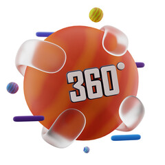 Vibrant 360 Degree Graphic with Floating Spheres and Geometric Accents on Transparent Background Rendering