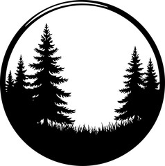 circle logo silhouette of pine tree , tree, winter, snow, fir, vector, forest, illustration, pine, trees, holiday, nature, xmas, green, celebration, tree, wood, spruce, season, new year, landscape, ar