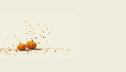Fall illustration featuring pumpkins and seasonal harvest elements in warm earthy tones