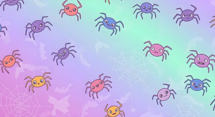 Cute Spider Web Pastel Halloween Background