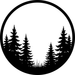 circle logo silhouette of pine tree , tree, winter, snow, fir, vector, forest, illustration, pine, trees, holiday, nature, xmas, green, celebration, tree, wood, spruce, season, new year, landscape, ar
