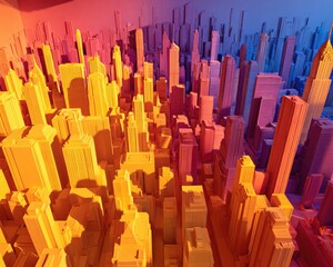 Colorful Pixelated Cityscape With Vivid Colors