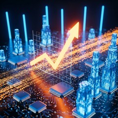 Technological Progress and Financial Growth Concept.