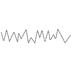 Sharp zigzag dotted line with high frequency, ideal for energetic textures, game designs, or dynamic visual accents in digital layouts.
