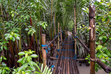 bamboo bridge on a canal