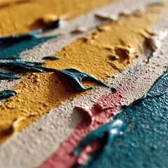 Fototapeta premium Close-up of textured oil paint with vibrant colors and thick brushstrokes on s surface