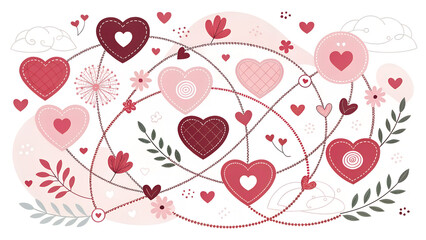 Happy valentine day. with creative love composition of the hearts. Vector illustration
