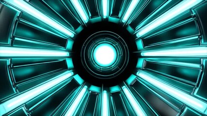 Abstract animated digital interface with glowing circular shape in the dark