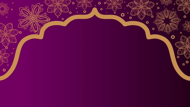 Elegant purple background with golden arabesque festive border