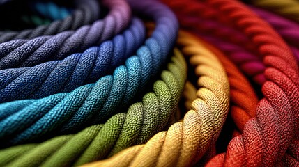 Close Up Of Colorful Twisted Ropes