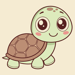Charming Cartoon Turtle Character with a Sweet Smile and Big Eyes a Delightful Aquatic Creature Illustration