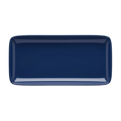 Rectangular Deep Blue Serving Platter with Rounded Corners and Glossy Finish isolated on white background