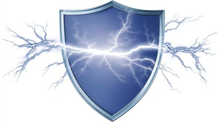 Illustration of a blue shield adorned with striking lightning bolts symbolizing protection and power.