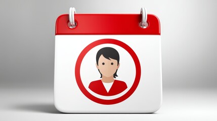 Calendar with distinct woman icon placed prominently symbolizing scheduling and planning.
