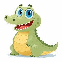 Charming Cartoon Crocodile with a Big Smile An Adorable Reptile Character for Children's Illustrations and Educational Materials