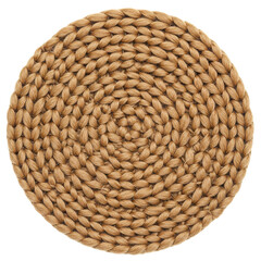 Obraz premium Circular Woven Coaster with Detailed Braided Texture and Natural Fiber Appearance isolated on white background