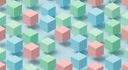 Obraz premium Pastel Cube Pattern on Light Blue Background Texture