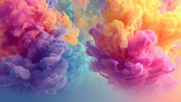 Colorful Ink Clouds Mixing in Water, Showcasing Creativity and Fluid Dynamics for Artistic Expression and Visual Communication : Generative AI
