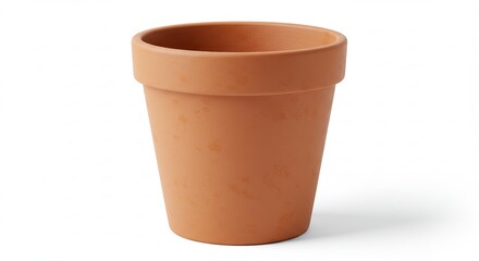 Terracotta Flower Pot Isolated on White Background.