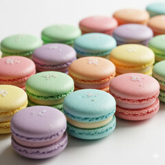 Fototapeta premium colorful macaroons on white background マカロン