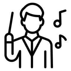 Choir Conductor Line Icon of Choir Practice Icon Set