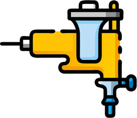 Professional Tattooing Machine Icon, Precise Skin Art Tool, Vector Outline Design